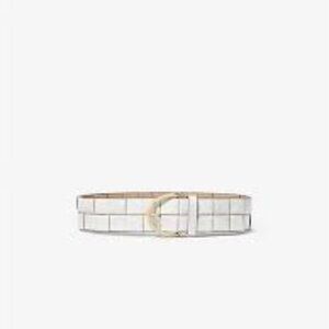 MICHAEL Michael Kors Woven Leather Belt In Optic White Size L/XL